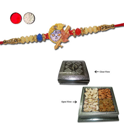 "Rakhi - FR- 8390 A (Single Rakhi), Manmeet DryFruit Box - Code DFB3000 - Click here to View more details about this Product